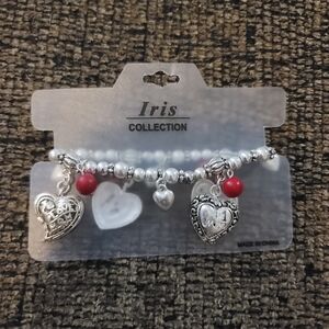 Iris Silver and Red Crystal Embellished Bracelet